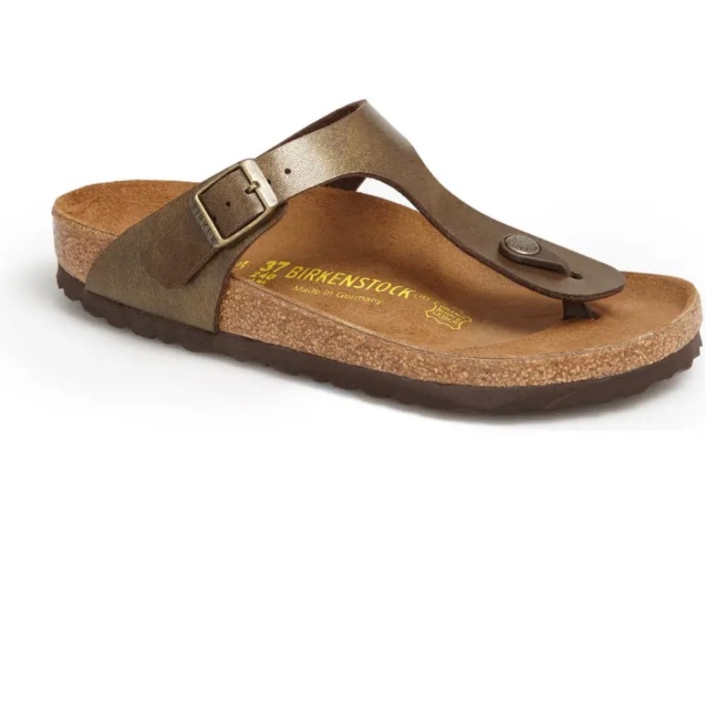 Birkenstock W5/EU 36 Gizeh Metallic Brown New